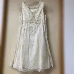 スコットクラブ　アイボリー レース ノースリーブ ワンピース