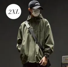 2XL マウンテンパーカー オリーブグリーン 軽量 撥水 メンズ ジャケット
