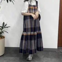 無印良品　マドラスチェック　キャミワンピース　Sサイズ