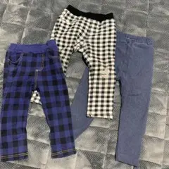 90cm 長ズボン 3点セット 裏起毛 秋冬