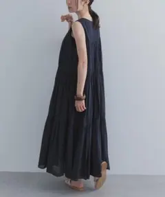 M新品タグ付き 2サイズ展開フロント刺繍ノースリーブワンピース