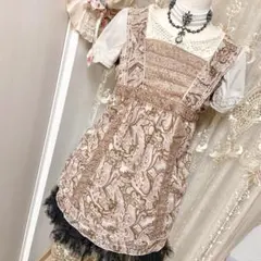 axes femme系 ピンクブラウン柄物ミニワンピース　Y2K 00s 平成