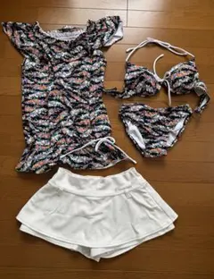 水着　花柄　プライベートレーベル　4点セット　セパレート