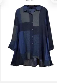 TRUE 長袖シャツ チェック柄 ブルー系 レディース　L〜XL