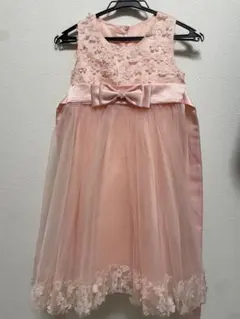 フォーマルドレス 130 キッズドレス　ピンク 花柄レース　結婚式　発表会