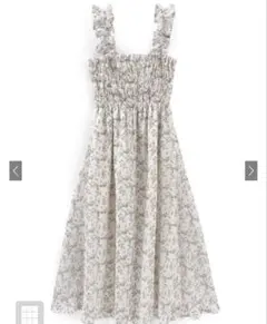 フリルショルダー花柄フレアワンピース[ru1155]