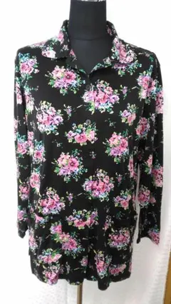 昭和レトロ ヴィンテージ 花柄シャツ ブラウス シルク100％