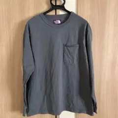 THE NORTH FACE グレー 長袖カットソー　L 紫ロゴ