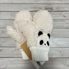 パンダ柄フリースミトン アイボリー