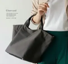 aroco 　本革×高密度ナイロントートバッグ　グレー　2WAY大容量　タグ付き