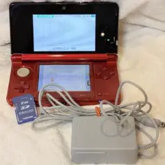 ニンテンドー3DS フレアレッド 本体 純正充電器 SD2GB タッチペン付