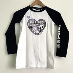 ブルークロス　スパイシーレーベル　長袖　Tシャツ　白×黒　Ｓ（140cm相当）