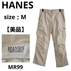 【美品】HANES カーゴパンツ ゴムウエスト ライトベージュ M