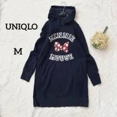 ユニクロ　ミニー　裏起毛ワンピース　パーカー　M ネイビー