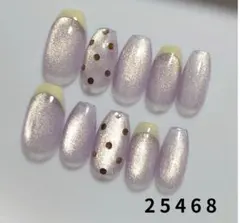 現品☆マグネット ラベンダー ドット柄 フレンチ 紫系ネイルチップ 10個セット