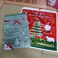 DAISO クリスマス 不織布巾着バッグ他 2枚セット