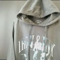 IRON&INC アニマルプリント スウェットパーカー グレー XL 古着