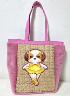 ラメ入りツイード×ラビットファー大きめ肩掛けトート★コヤンイサムチョン★アンコ