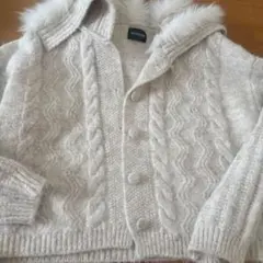EGOISTクリーム色 ケーブル編み ニットカーディガン