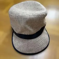 ベージュ ワークキャップ 黒バンド付き