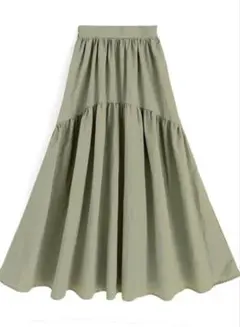 GRL グレイル 切替ギャザーロングフレアスカート