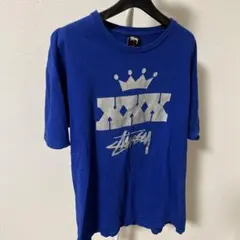 希少　90s Stüssy プリント Tシャツ 青