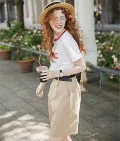 タック入り ハイウエストチノショートパンツ