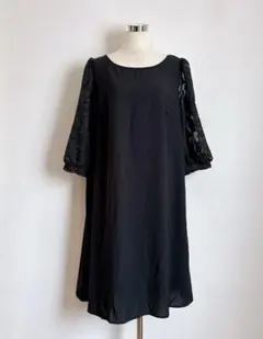 53 お袖シアー花柄 ワンピース 大きいサイズ3L
