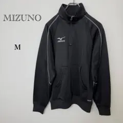 ミズノ ハーフジップ トレーニングウェア メンズM ロゴ ブラック