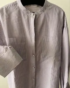 バンドカラー ストライプ シャツ