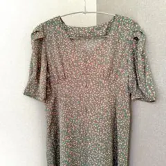 【未使用品】GRL　グレイル　バックレースアップロングワンピース　花柄　半袖