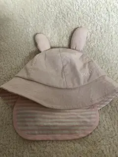 POLO ベビー帽子 うさぎの耳付き 48cm ピンク