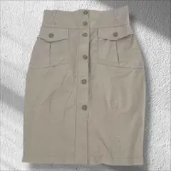 ★エイチアンドエム　ベージュ タイトスカート ハイウエストスリット　M