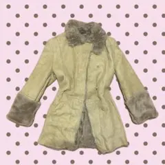 SLSLEY フェイクムートンコート ファー付き ベージュ