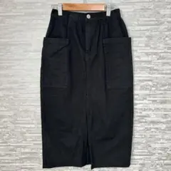 RETROGIRL レトロガール　黒　ビッグポケット付きタイトスカート ロング