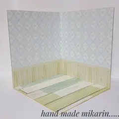 ドールハウス　撮影背景ボード　ハンドメイド☆玄関ホール＆リビングの2部屋セット ドールハウス 背景ボード 撮影ボード