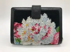 フェイラー FEILER 財布 ■ 2つ折り ブラック 黒系 花柄 小銭入れ有り