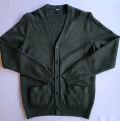 UNIQLO プレミアムラムVネックカーディガン グリーン Mサイズ