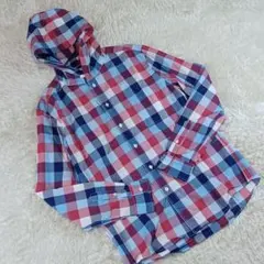 希少✨ グリーンレーベルリラクシング フード付き長袖シャツ チェック柄