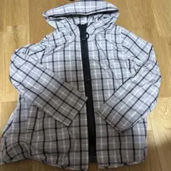 【新品】グレー系チェック フード付きウインドブレーカー