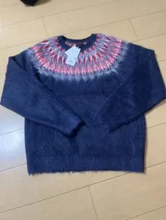 BEAMS ノルディック柄セーター Lサイズ NAVY