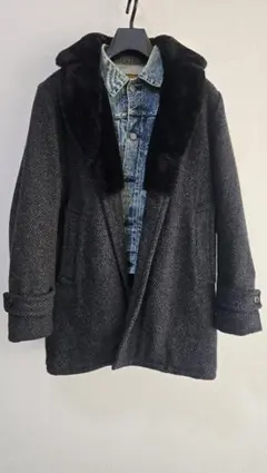 GANGSTERVILLE ギャングスタービル ファーコート ブラック S RISE ABOVE - FUR HOODIE ファーコート（GANGSTERVILLE