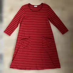 マリメッコ ボーダーワンピース　綿100% レッド赤　フィンランド製　XS