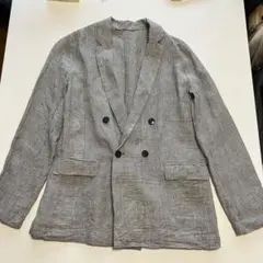 アダムエロペ　グレンプライド　リネン　ダブル　ジャケット　36