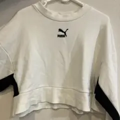 PUMA クロップドスウェット サイズS ホワイト/ブラック