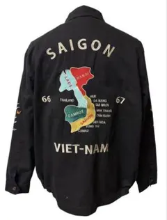 【在庫セール】スーベニアジャケット ベトジャン60s70s復刻虎と福の刺繍 黒Ｌのサムネイル