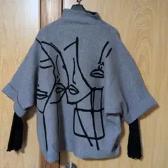 Boujeloudグレー 抽象顔刺繍 オーバーサイズチェニック新品未使用