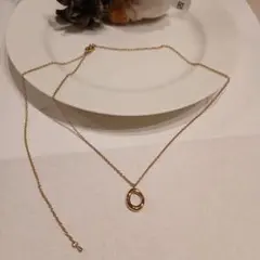 新品　ステンレス　ゴールドオーバルペンダントネックレス　錆びにくい肌に優しい