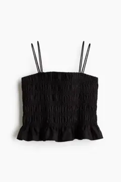 H&M ブラック シャーリングキャミトップス　キャミソール
