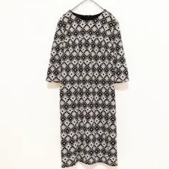 タバサ ラフェットドゥ 総刺繍 フォーマルワンピース 【M】 七分袖　花柄